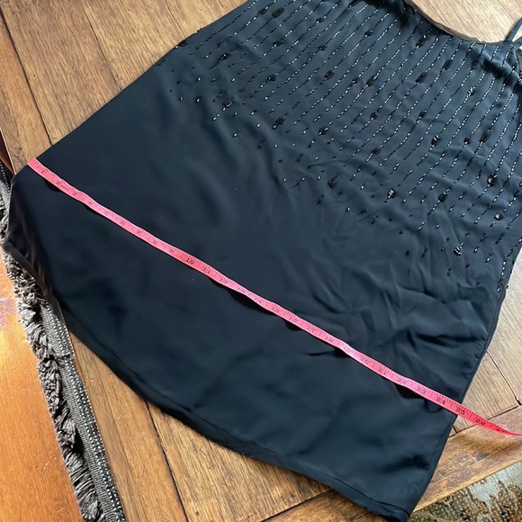 Eileen Fisher 100% Silk Dress Black with sequins spaghetti straps. Size 16 - Picture 10 of 14